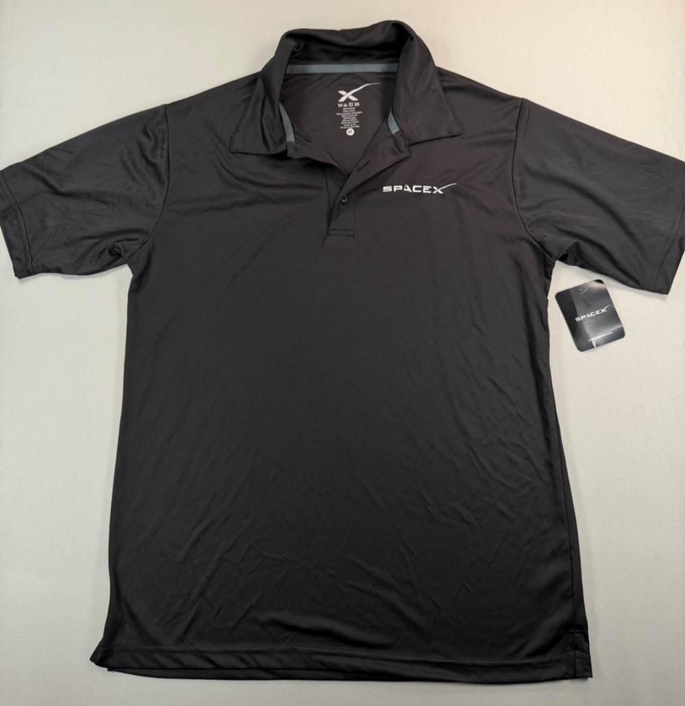New SpaceX Black Short Sleeve Polo Shirt (Men's M)